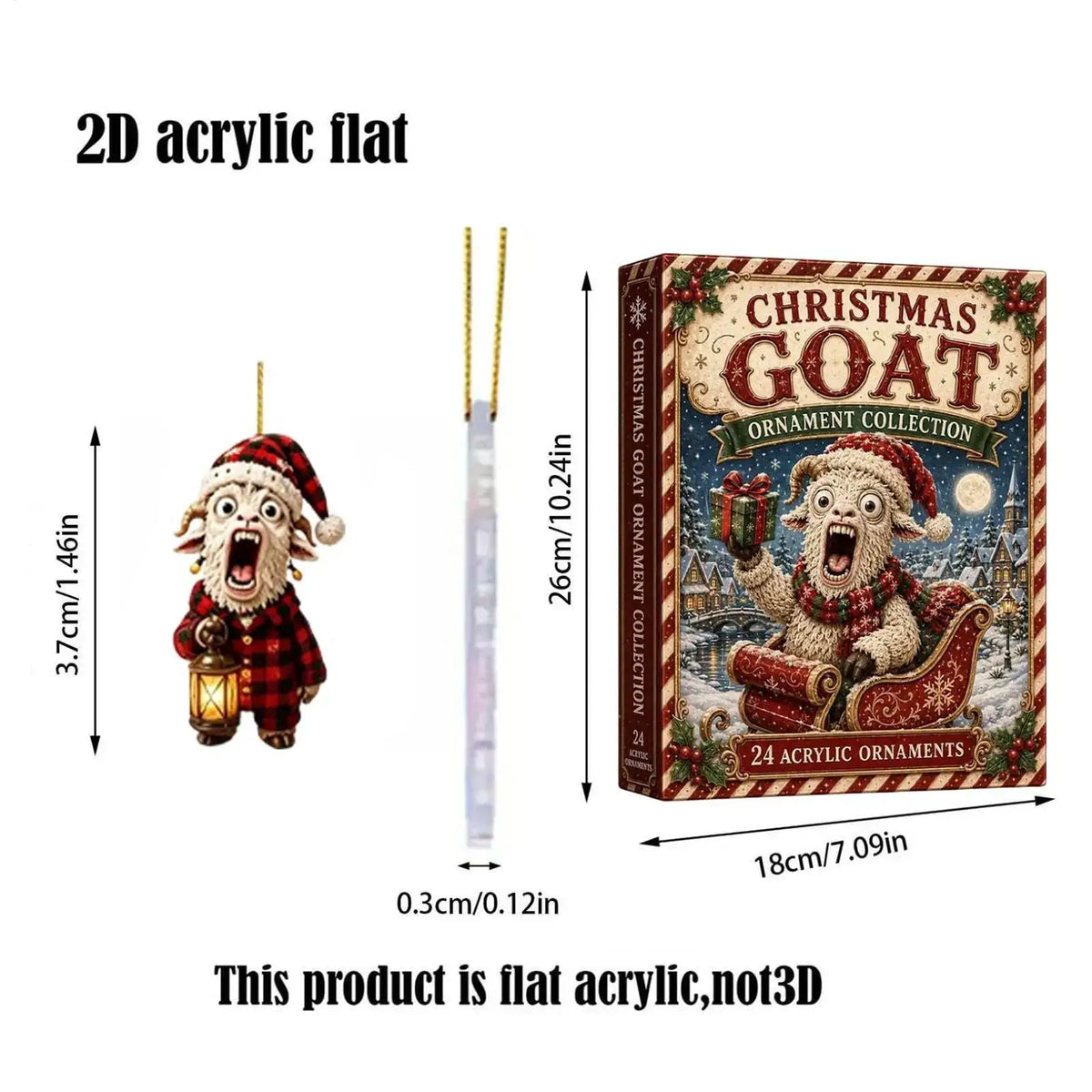Christmas Advent Calendar | 24-Day Countdown | Flat Goat Ornaments