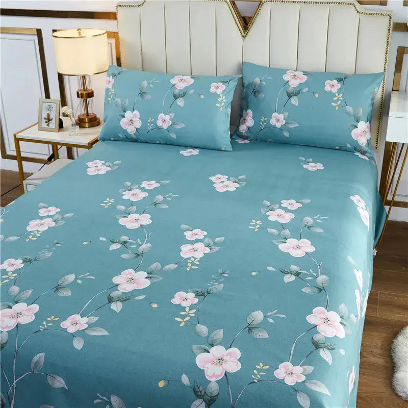 100% Cotton Coarse Weave Flat Sheet, Floral Striped Print Bed Sheet, Breathable Durable All Season Bedding for Kids & Adults from PriceLows™