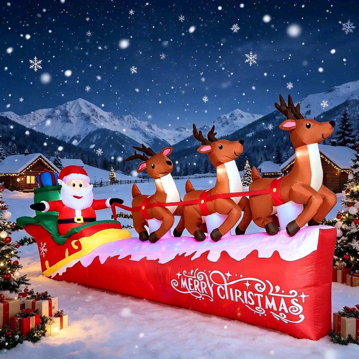 Christmas Inflatable | 10 Foot Santa | Integrated LED Lights | Outdoor Decor