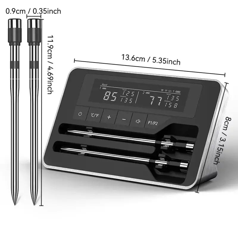Smart Wireless Meat Thermometer | 5mm Thin Probe | Bluetooth LCD | Grill Oven from PriceLows™