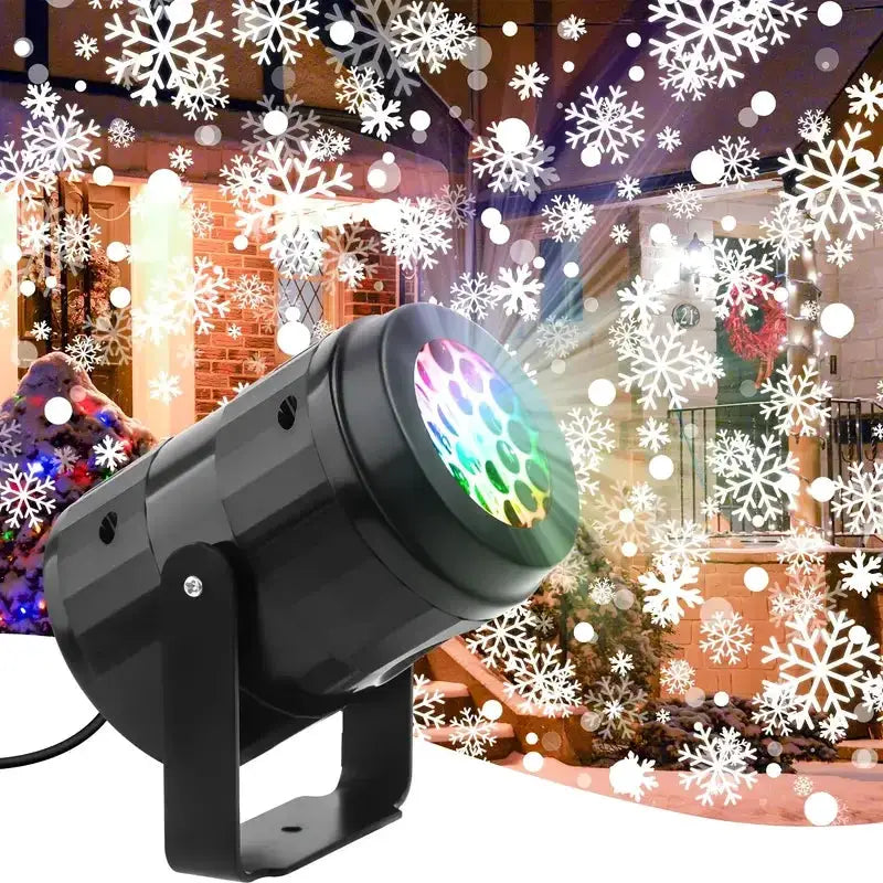 Christmas Snowflake Projector | USB Powered | Rotating Patterns | Black Plastic