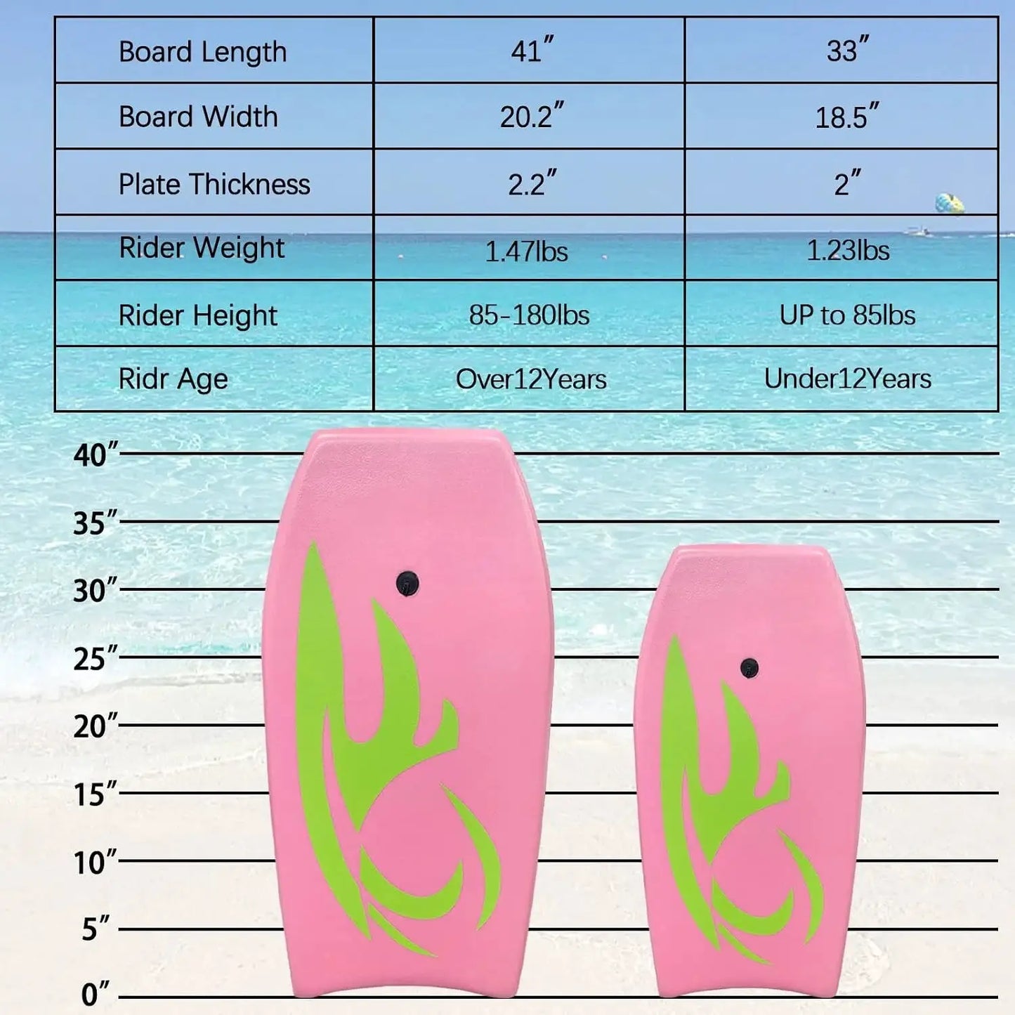 Body Board | EPS Core Lightweight | Anti Slip Surface Wrist Leash | Adults Teens Kids
