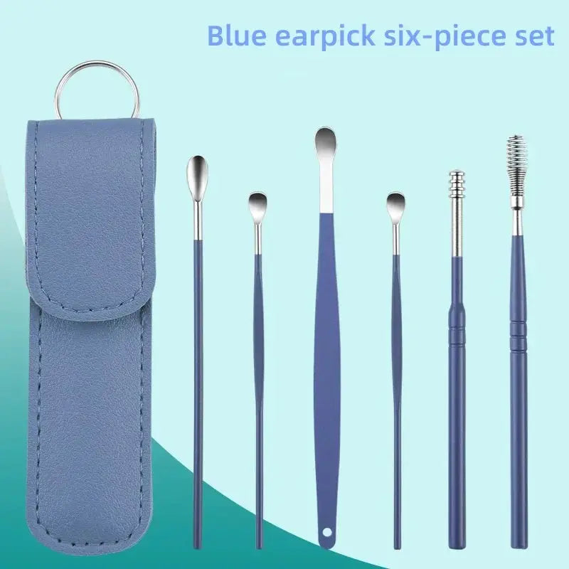 Wholesale Ear Cleaning Tool Stainless Steel Ear Pick Kit &1Pc Storage Bag Earwax Remover Tool from PriceLows™