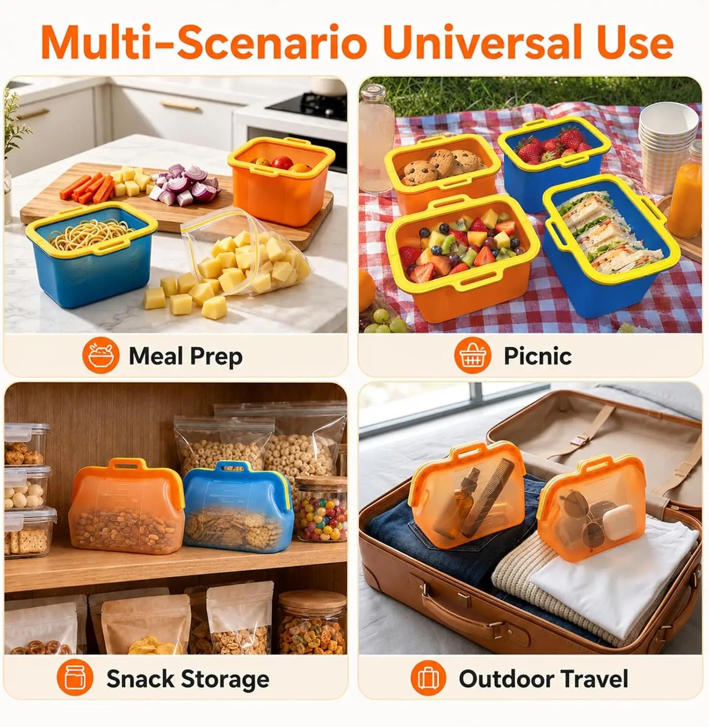 Reusable Silicone Food Storage Bags | 50oz | Magnetic Seal Stand Up | 1 Pack