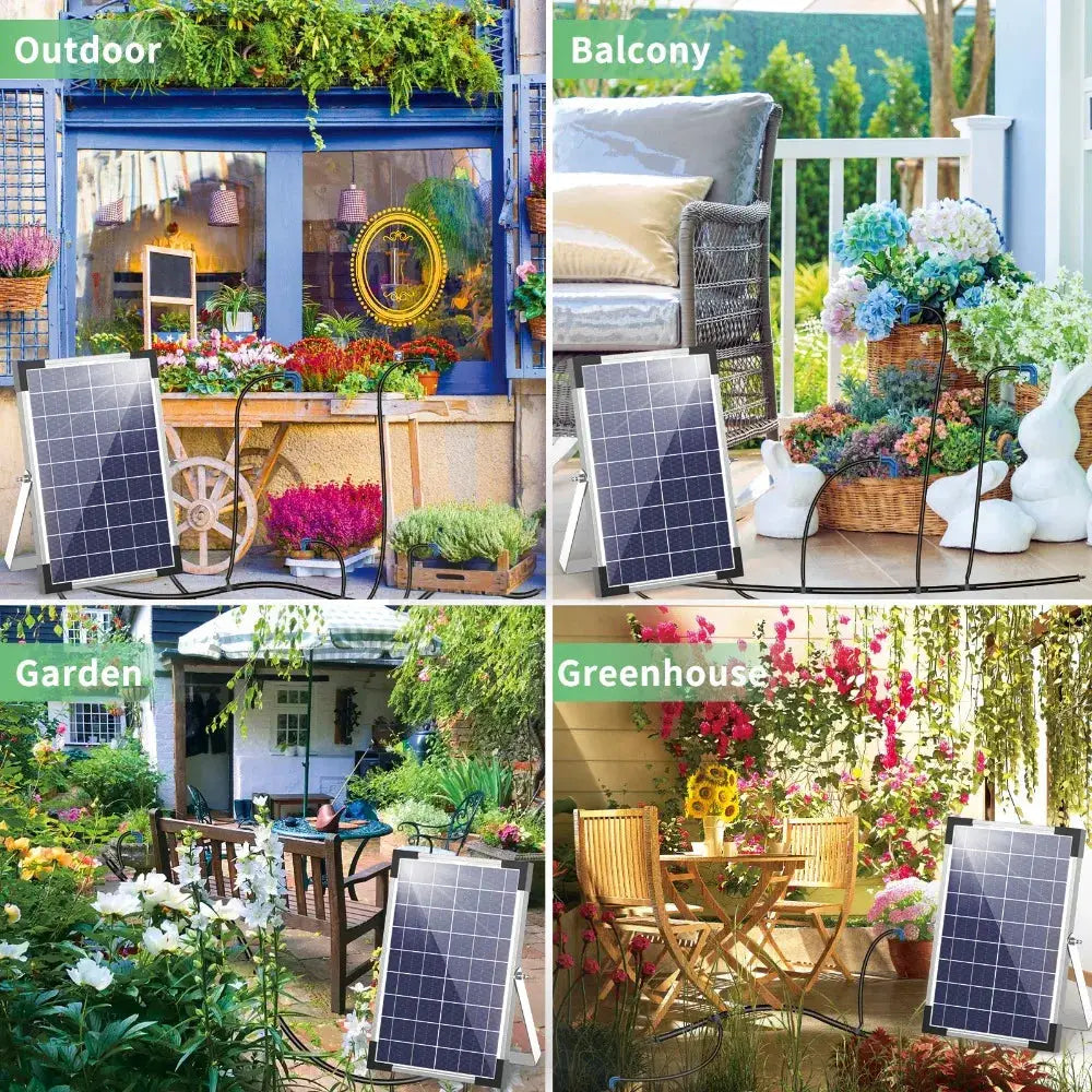 Solar Potted Plants Deep Drip Irrigation Watering System 9V 5W, Watering Regularly Easy DIY, with 30*Drip Tip 15m Water Pipe Etc from PriceLows™