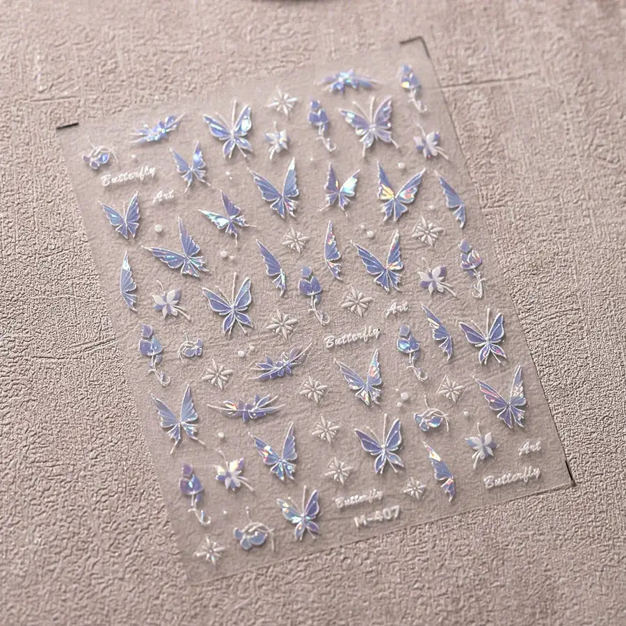 1Pcs 5D Embossed Aurora Butterfly Nail Art Stickers Self Adhesive Decals For Nails Decoration DIY 3D Acrylic Nail Supplies Parts from PriceLows™