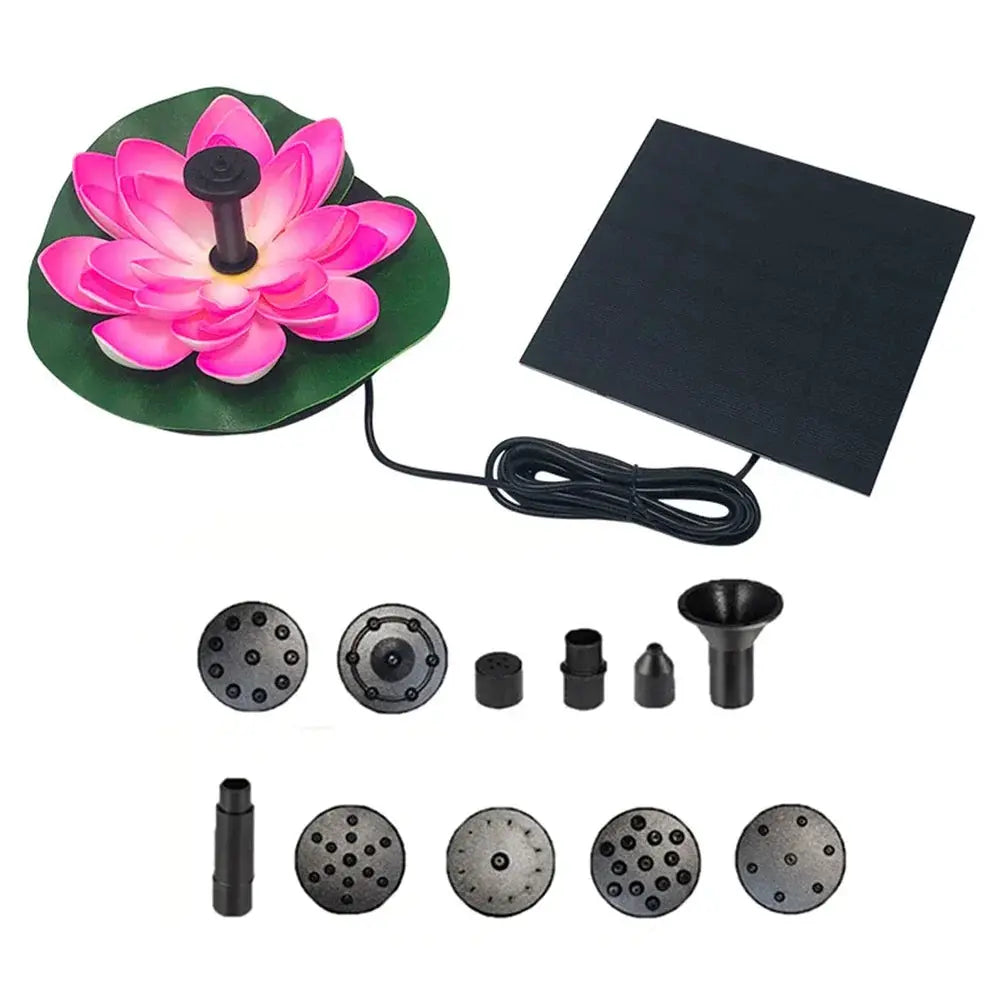Lotus Solar Water Fountain Brushless Pump Mini Waterfall Fountain Artificial Lotus Flowers Fountain for Outdoor Bird Bath from PriceLows™