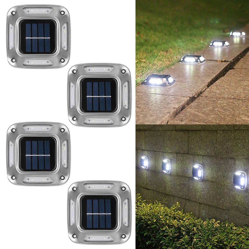 4PCS Solar Dock Lights 8LEDs Deck Driveway Light Outdoor Waterproof Wireless for Path Warning Garden Walkway Sidewalk Steps Deco from PriceLows™