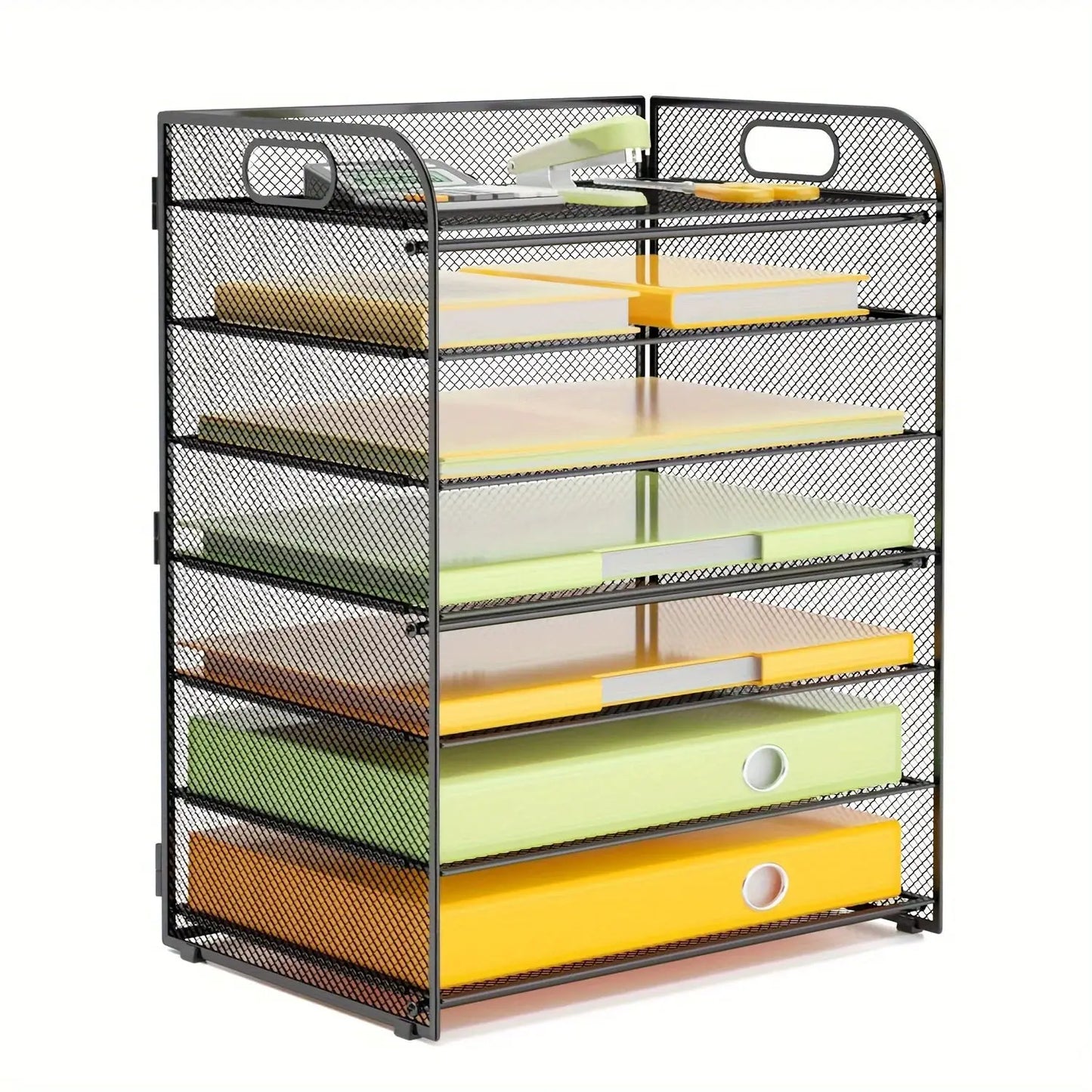 Stainless Steel Desk Organizer | 7 Trays | Vertical File Organizer | With Handle from PriceLows™