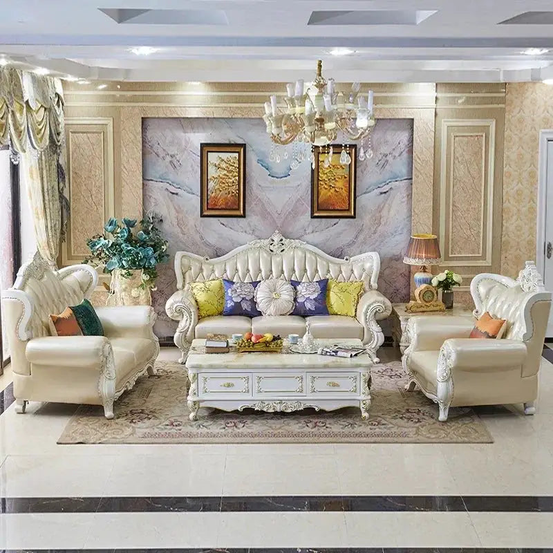 Leather Sofa | European Style | Solid Wood Frame | L-Shaped / U-Shaped from PriceLows™