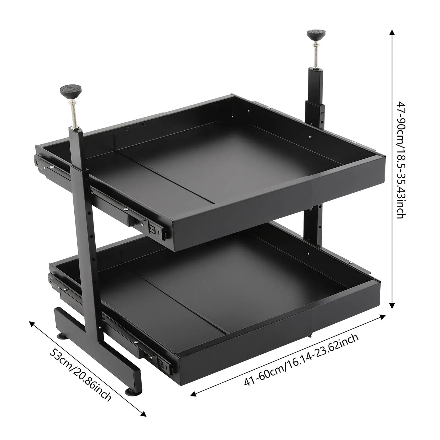 Carbon Steel Expandable Pull out Cabinet 2 -Tiers Organizer Pull Out Drawers for Cabinets Slide Out Cabinet Organizer from PriceLows™