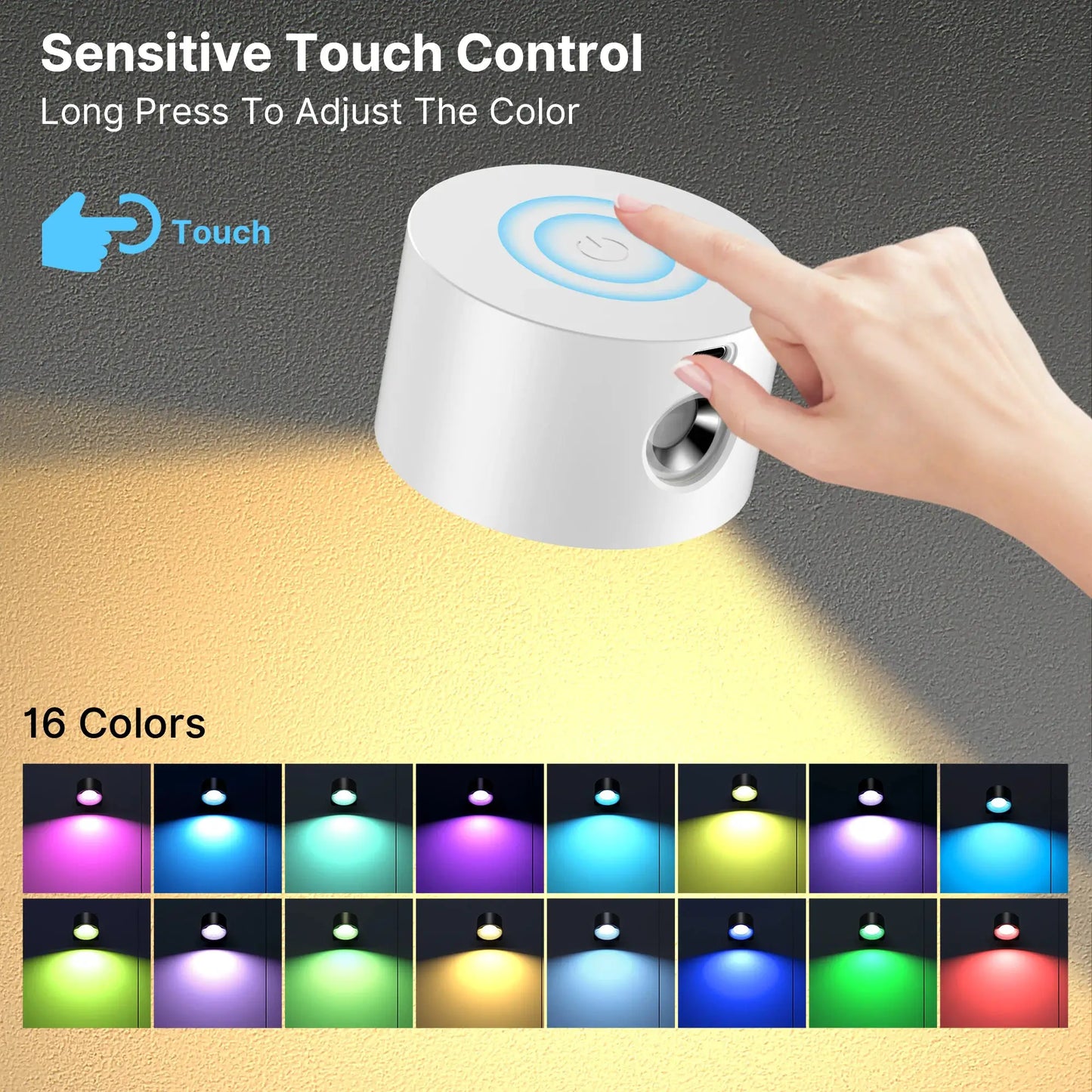 RGB Ambience Wall Lights with Remote, 2000mAh Rechargeable Dimmable Magnetic 360° Rotation Cordless LED Lamp for Living Room from PriceLows™