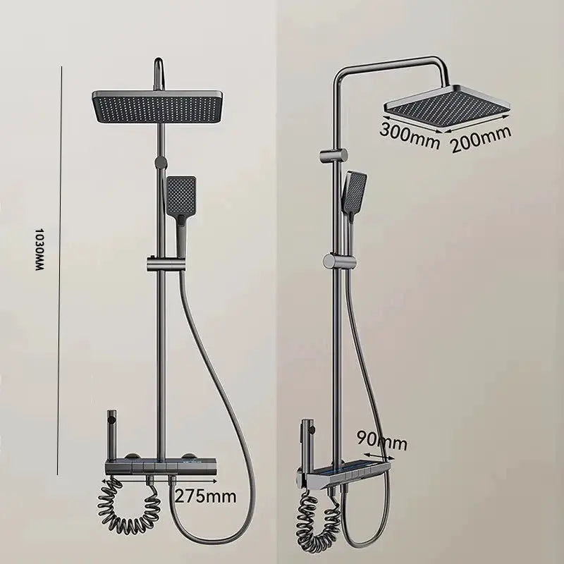 Shower System | Grey Finish | Digital Display | Wall-Mounted Aluminum from PriceLows™