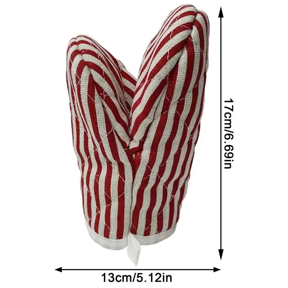 Oven Mitts | Heat Resistant | Striped Cotton-Polyester