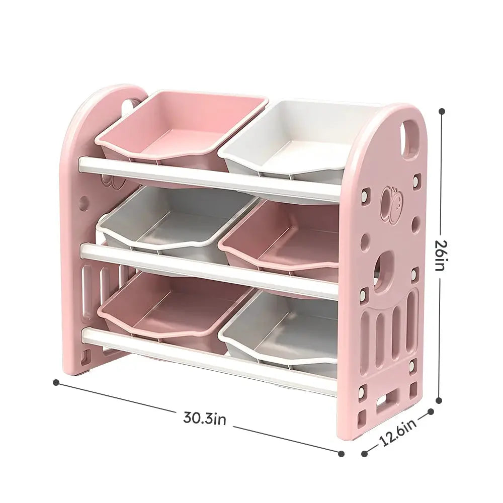 Kids Toy Storage Organizer with 6 Bins, Multi-functional Nursery Organizer Kids Furniture Set Toy Storage Cabinet Unit with HDPE from PriceLows™