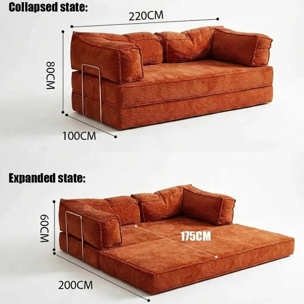 1.8m/2m/2.2m Foldable Compressible Vacuum Sofa Bed with Stainless Steel Frame Armrests Home Floor Mattress Couch For Living Room Bedroom Crumpled Woven Fabric from PriceLows™
