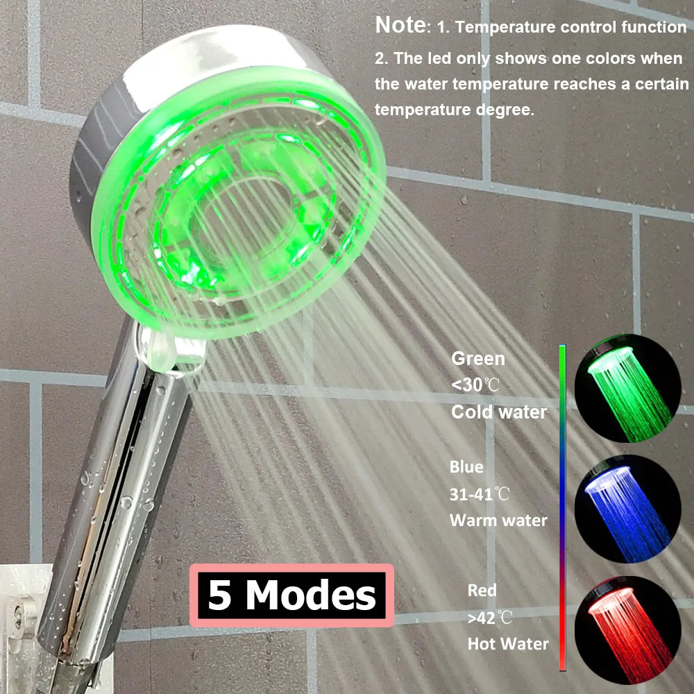 Handheld Shower Head | High Pressure | Digital Temperature Display | Black