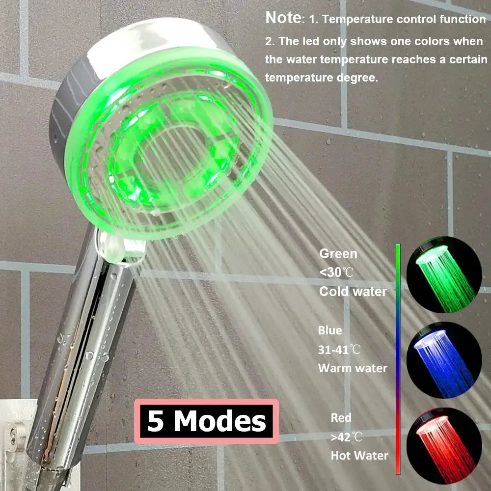 High Pressure Led Shower Head One Key Stop Button Digital Display Screen Black Handheld Shower Temperature Sensor Shower Head from PriceLows™