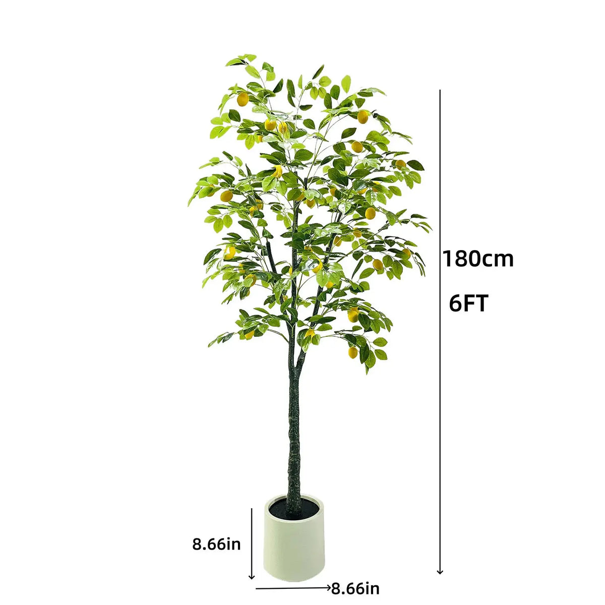 Artificial Lemon Tree | 180 Cm Height | Realistic Indoor Plant | Large Pot
