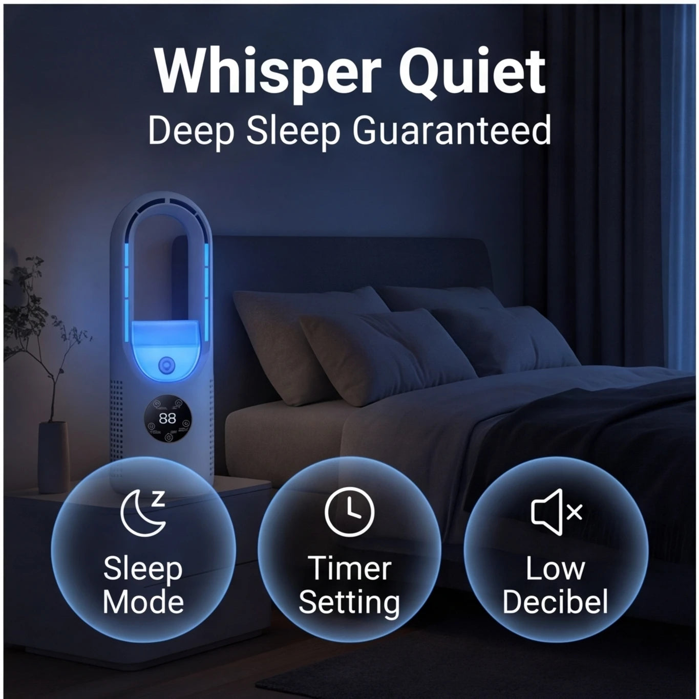 Mini Air Cooler | 6 Wind Speed Settings | LED Display | Night Light