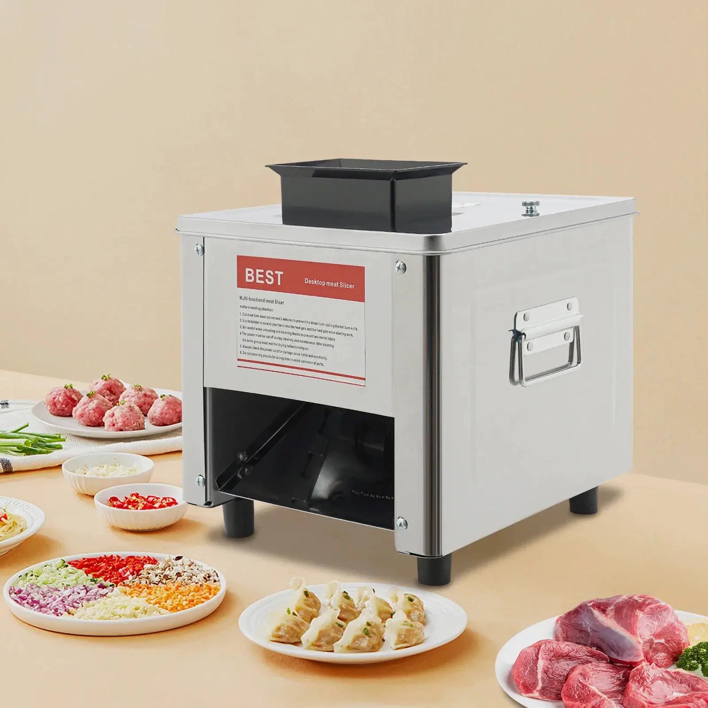 850W Electric Meat Cutter Machine, Stainless Steel Meat Slicer,310r/min Kitchen Meat Cutting Machine US Standard 110V from PriceLows™
