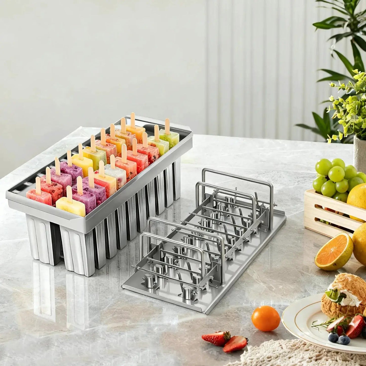 20 Cavities Stainless Steel Ice Cream Mold Set Homemade Popsicle Maker Fast Freezing DIY Ice Cream Molds for Home Kitchen from PriceLows™