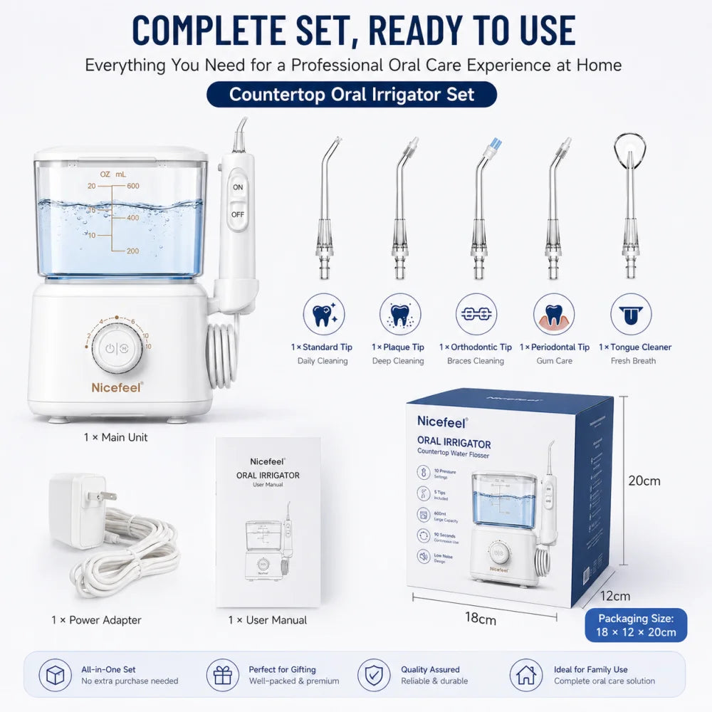 Electric Oral Irrigator | 600ml Capacity | 5 Nozzles Included | Multiple Modes