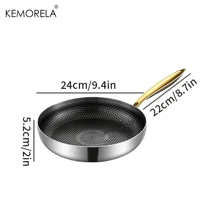 Stainless Steel Wok Pan | 316 Stainless Steel | Nonstick Honeycomb | Standard