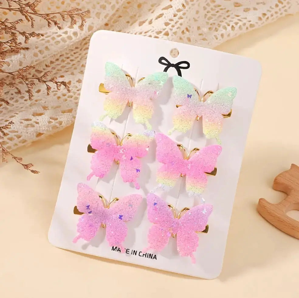 Rainbow Hair Bows | 16Pcs Colorful Set | Boutique Hairpins For Kids