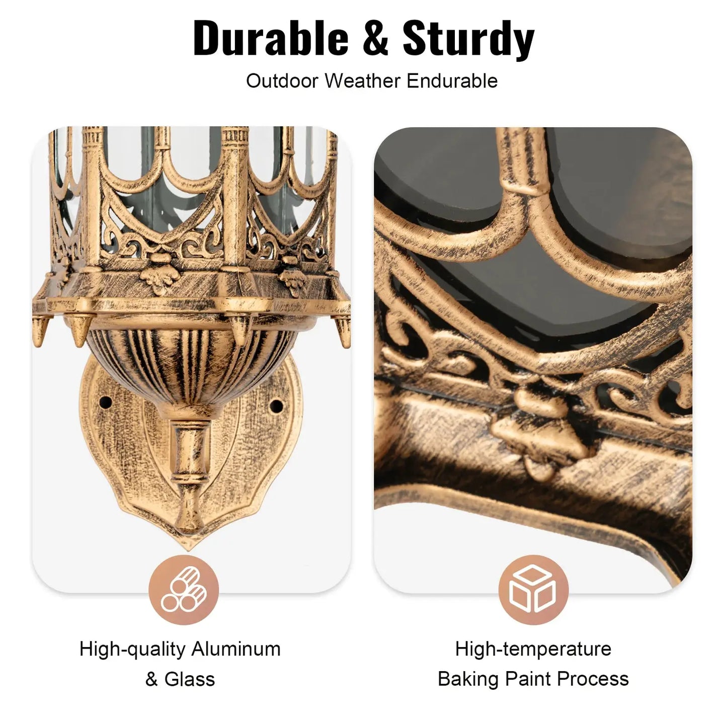 Outdoor Wall Light Fixtures Brass Exterior Wall Lantern Waterproof Sconce Porch Garden Lights E27 Wall Mount for Entryways Yards from PriceLows™