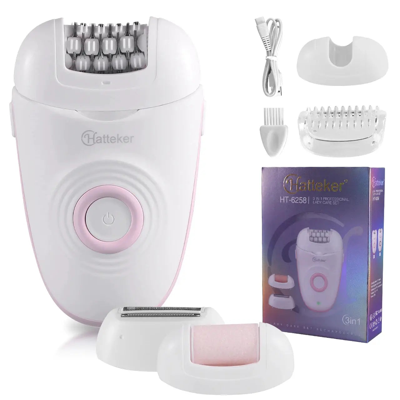 Womens Electric Shaver | 3 Interchangeable Blades | Wet Dry Use | Rechargeable