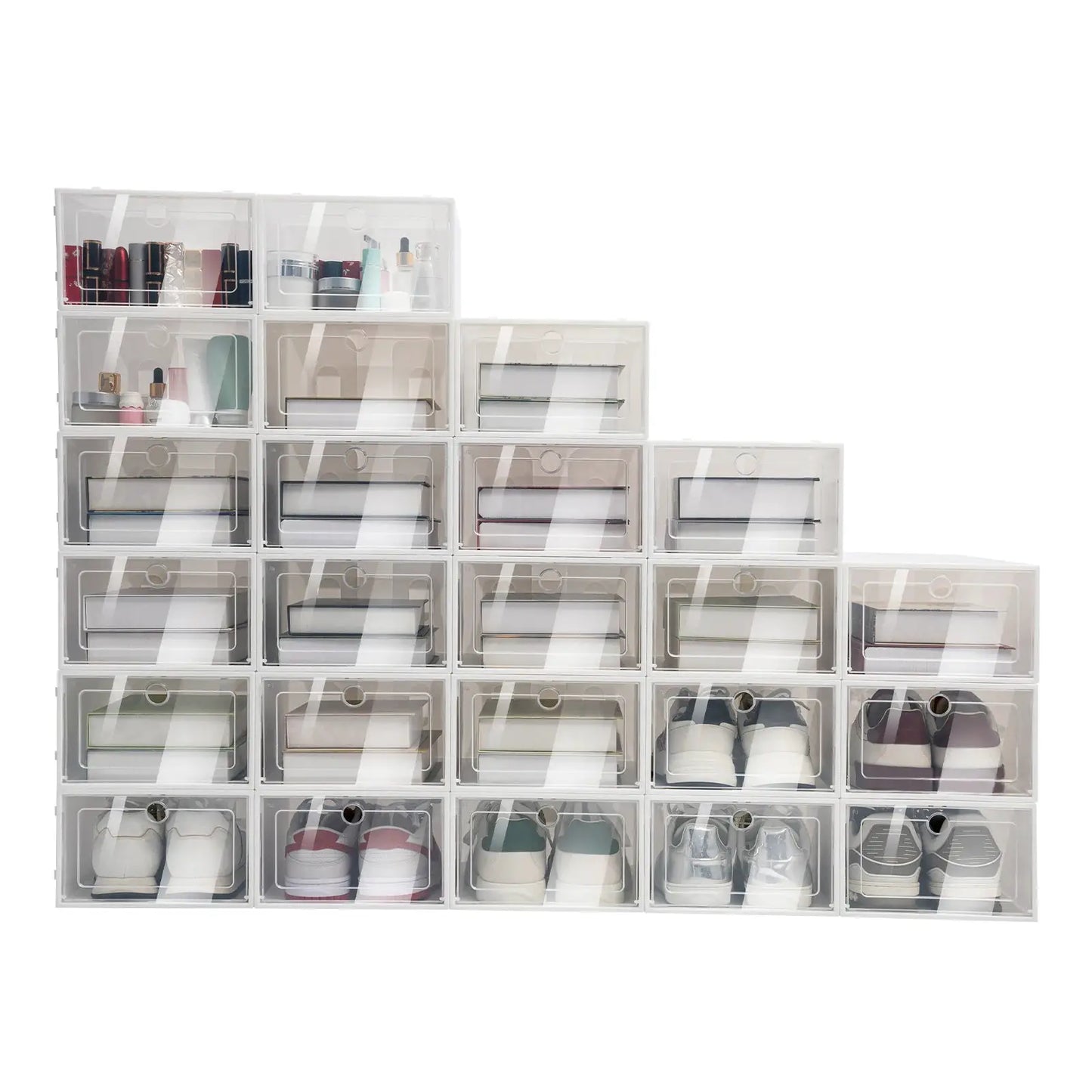 20PCS/24PCS Foldable Flip Shoe Boxes Set Shoe Rack Stackable Storage Container Plastic Clear Shoe Case Home Organizer 33*23*14cm from PriceLows™