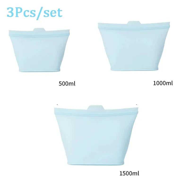 Reusable Silicone Food Storage Bags | Stand Up Zip | Dishwasher Safe | One Size