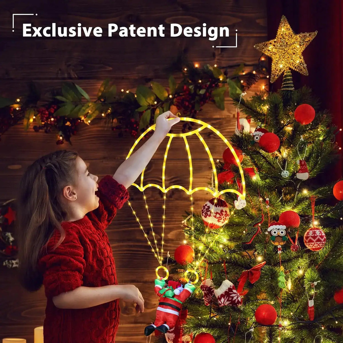 LED Christmas Parachute Lights | USB Powered | Santa Claus Design