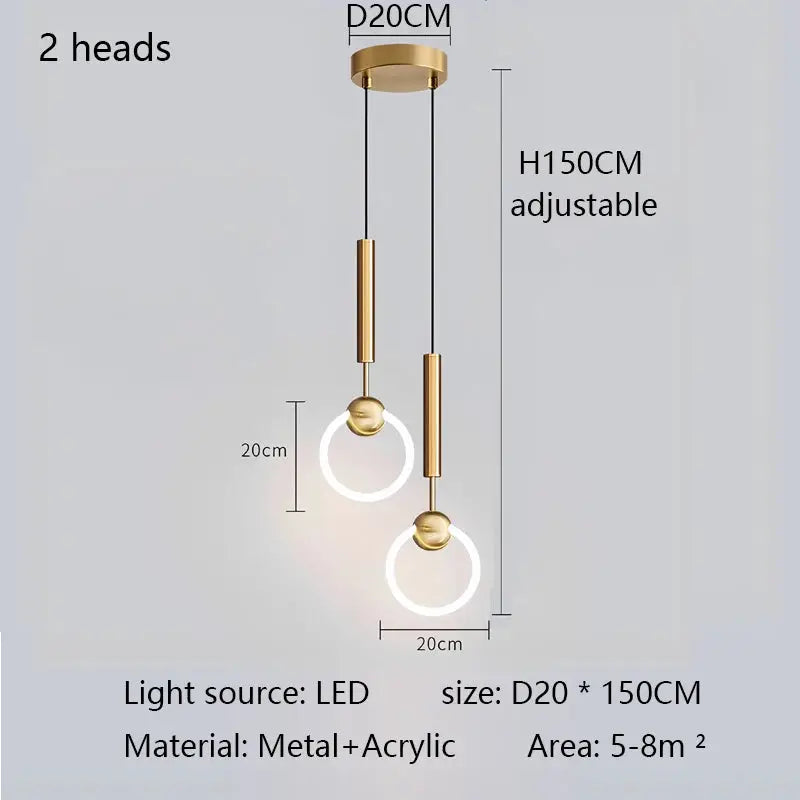 LED Pendant Light | Gold Ring Structure | Modern Minimalist Curve