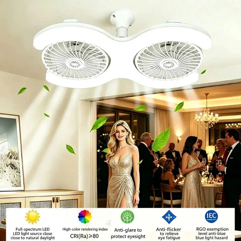 Ceiling Fan With Lights | Double Head | Remote Included | E27 Socket
