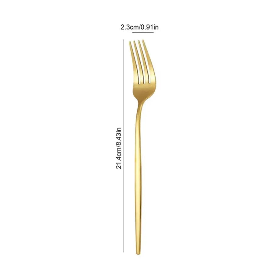 18-piece Gold Portuguese Stainless Steel Dining Fork Set - Elegant and Grand, Includes Dinner Forks and Steak Forks - Suitable f from PriceLows™