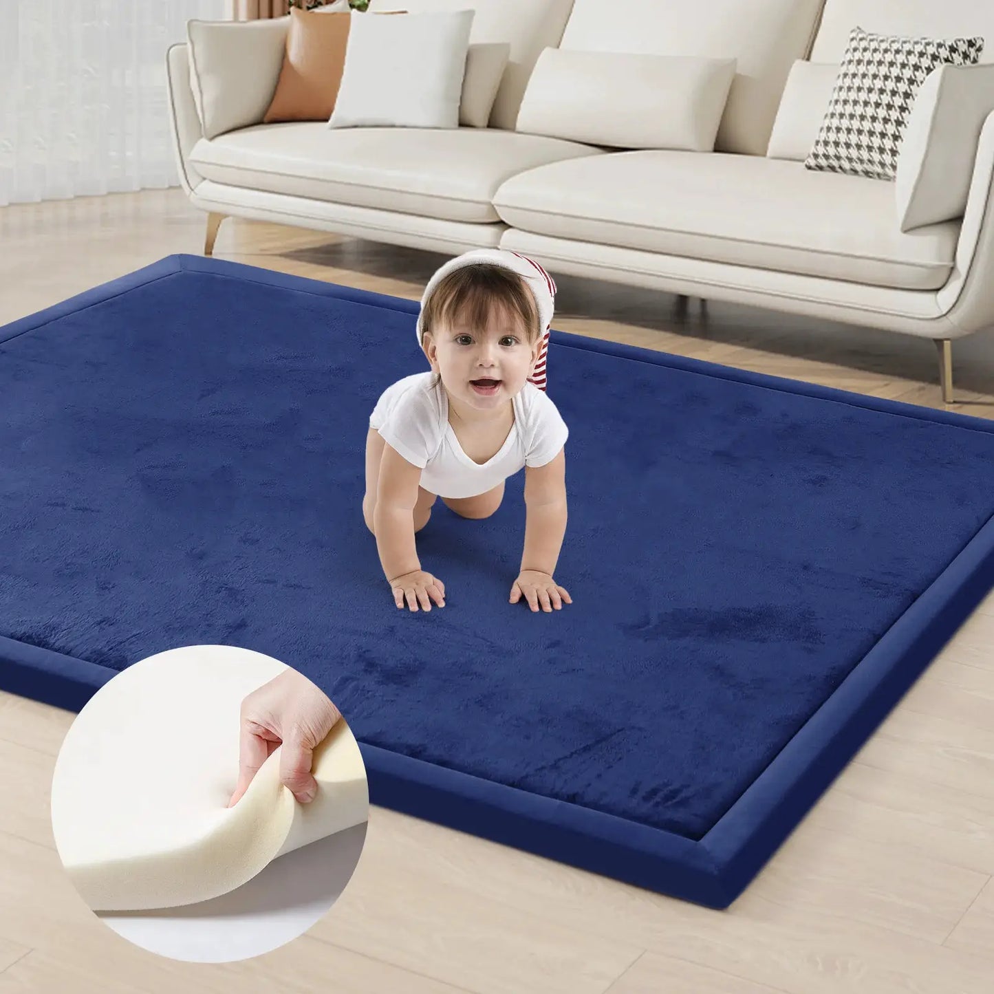 Carpet For Floor 2cm Thick Memory Foam Playpen Mat With Non-slip Bottom For Living Room Soft Velvet Minimalist Carpet Kids Rugs from PriceLows™