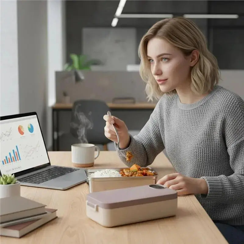 B90B-Warmer Portable Electric Lunch Box With Stainless Steel Container Rechargeable For Adults Warm Functionality from PriceLows™