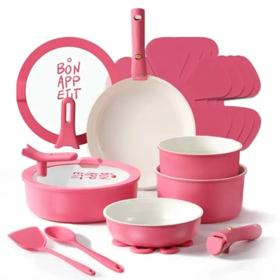20Pcs Titanium Cookware Set, Pots and Pans Set Non Stick, Kitchen Cooking Set with Detachable Handle, Non Toxic Induction Cookw from PriceLows™