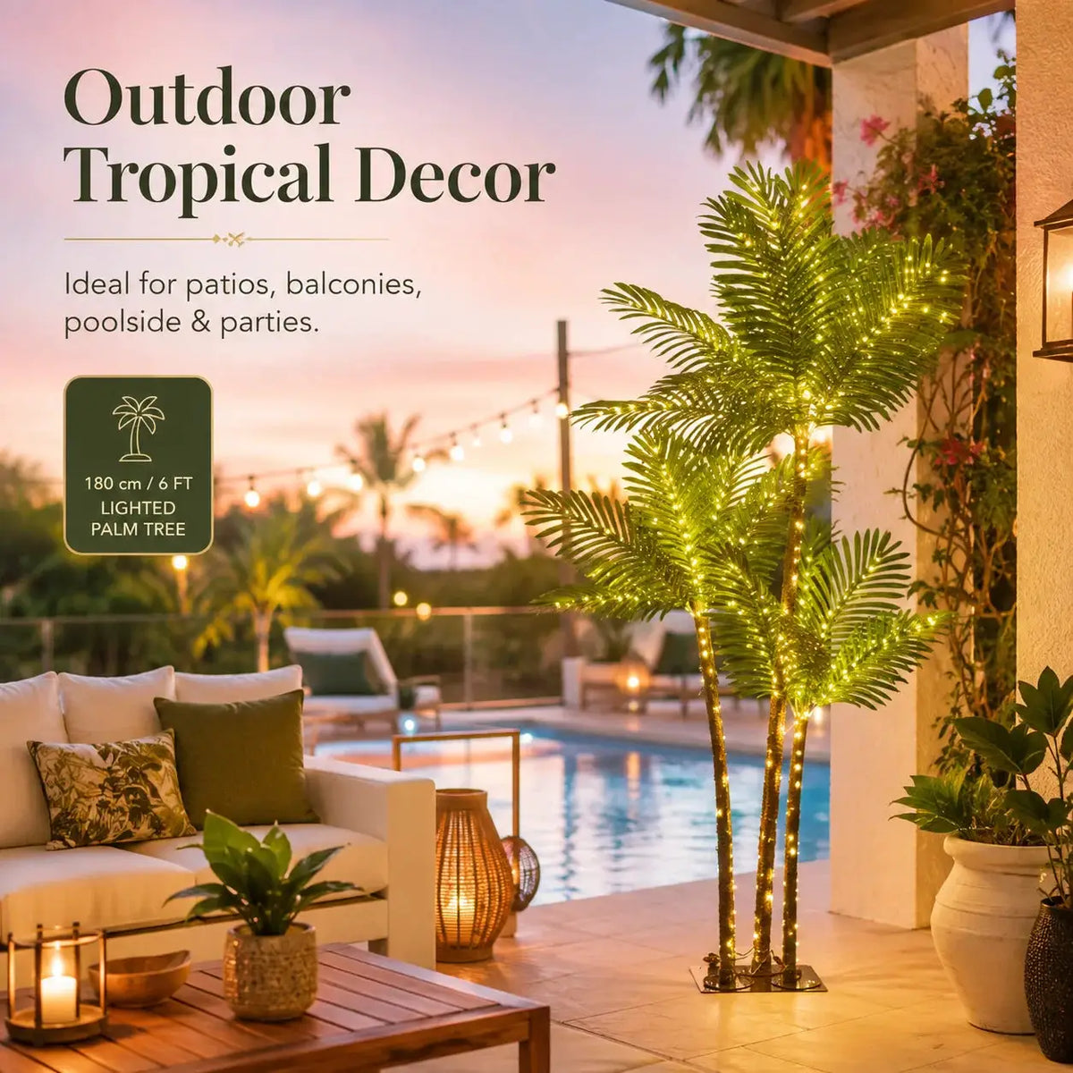 Artificial Palm Tree | LED Lights | USB Powered | 5 Ft