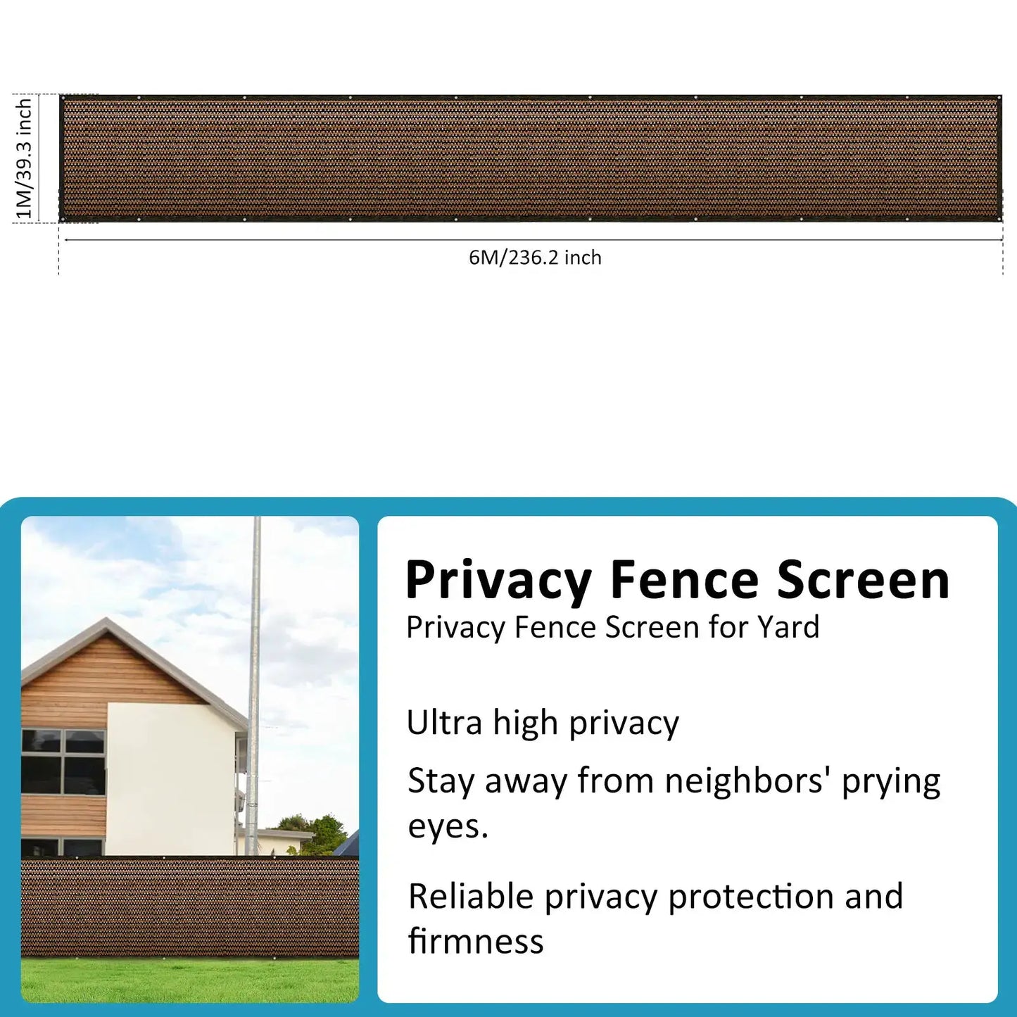 Privacy Fence Screen | 120GSM Hdpe Mesh Shade Net | Black Color | 3.2 By 20 Ft