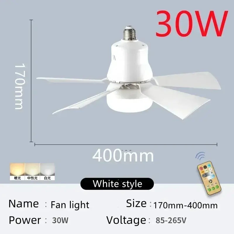 LED Ceiling Fan Light | 60W | Remote Control | E27 Socket, AC85-265V