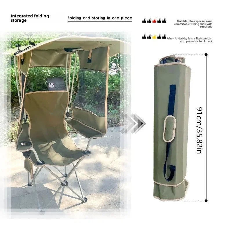 Outdoor Folding Chair | Sunshade Canopy | Iron Frame