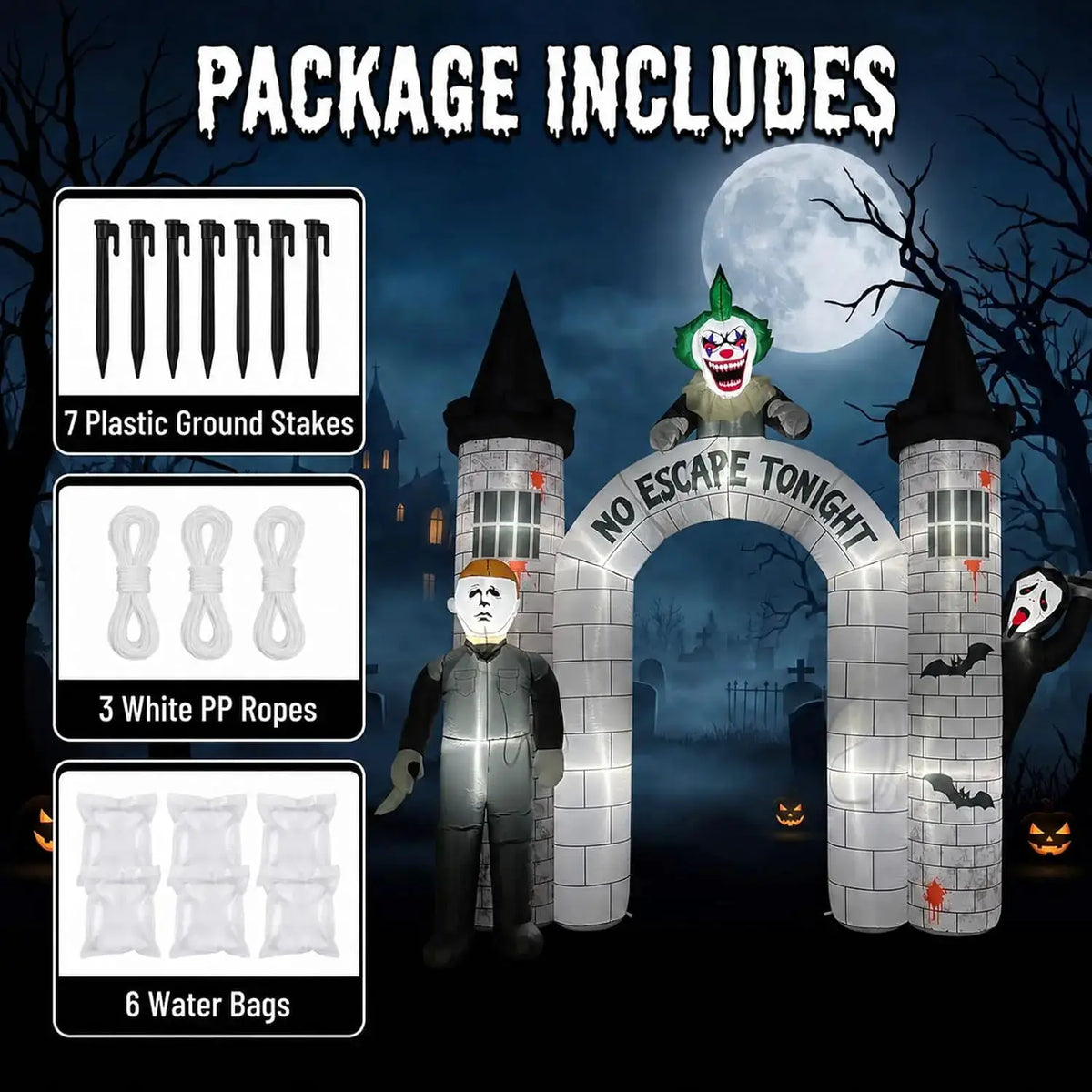 Halloween Inflatable Archway | 10Ft Height | Built In Led Lights | 11Ft Width