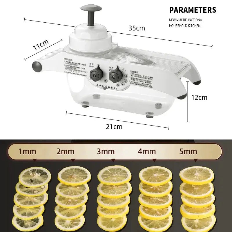 Multifunctional Vegetable Slicer | Stainless Steel Blades | V Cutter | Basket