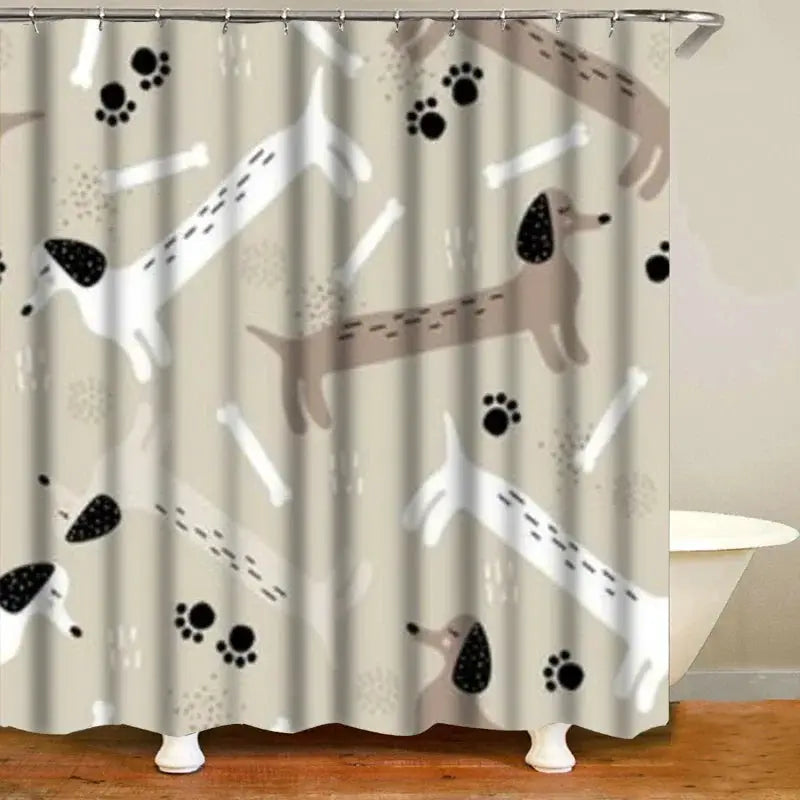 Funny Sausage Dog Dachshund Shower Curtains for Bathroom, Cartoon Dogs Bath Curtains with Cute Animals Waterproof Machine Wash from PriceLows™
