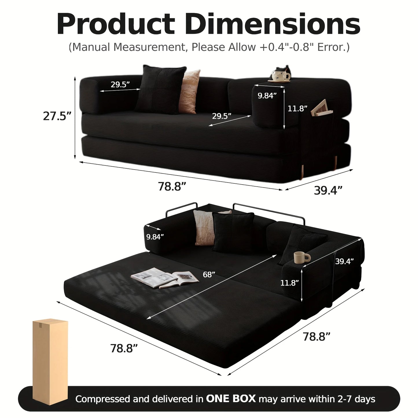 Convertible Sofa Bed | Memory Foam Filling | Four In One | One Size