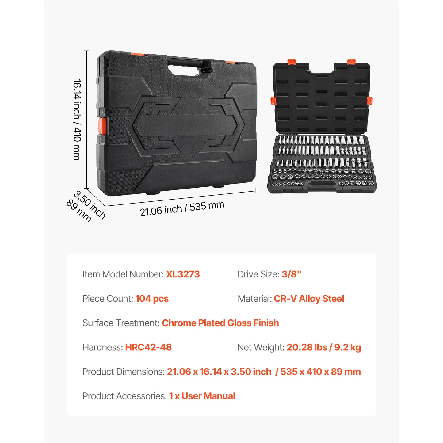 SucceBuy Socket Set 86 Pieces 3/8 1/4 1/2in Drive Socket and Ratchet Set SAE Metric Mechanic Tool Kit with Ratchet Wrench from PriceLows™
