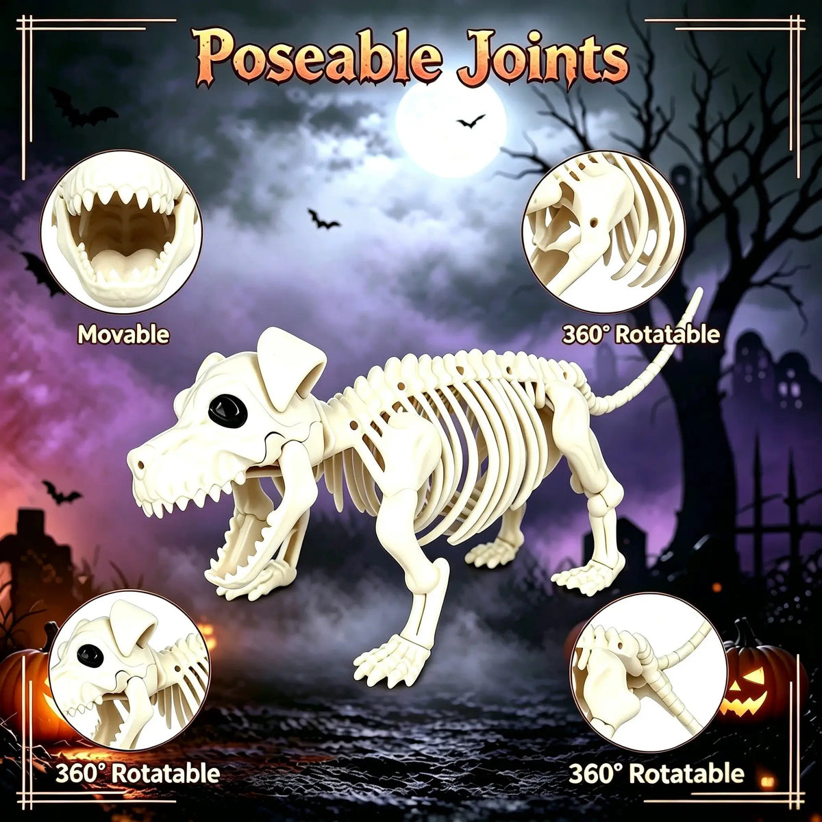 Halloween Skeleton Set | 36 Inch Posable Joints | Plastic | Cowboy Theme